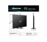 Hisense 75" E8Q, 4K Ultra HD 3840x2160, ULED, Quantum Dot,144 Hz, HDR 10+, HLG, Dolby Vision, DTS Virtual X, Smart TV, Light Sensor, WiFi Direct, BT, Anyview Cast, 3xHDMI, 2xUSB, LAN, CI+, DVB-T2/C/S2,Singale stand, Black