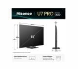 Hisense 55"U7Q Pro, 4K Ultra HD 3840x2160, ULED, FALD, Quantum Dot, 165Hz, IPS, HDR 10+, HLG, Dolby Vision IQ, Dolby Atmos, Smart TV, WiFi 5GHz, WiFi Direct, BT, Anyview Cast,light sensor,Solar Powered Remote, 4xHDMI, 2xUSB, LAN, CI+, DVB-T2/C/S2, Black