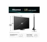 Hisense 65" U8Q, 4K Ultra HD 3840x2160, Mini Led Pro, FALD, Quantum Dot, 165Hz, IPS, HDR 10+, HLG, Dolby Vision IQ, Dolby Atmos, Smart TV,Light Sensor,WiFi 5GHz, WiFi Direct, BT, Anyview Cast, 3xHDMI, 2xUSB, LAN, CI+, DVB-T2/C/S2, Black