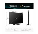 Hisense 75"U7Q, 4K Ultra HD 3840x2160, ULED, FALD, Quantum Dot, 144Hz, IPS, HDR 10+, HLG, Dolby Vision IQ, Dolby Atmos, Smart TV, WiFi 5GHz, WiFi Direct, BT, Anyview Cast,light sensor, 4xHDMI, 2xUSB, LAN, CI+, DVB-T2/C/S2, Black