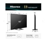 Hisense 50" E8Q, 4K Ultra HD 3840x2160, ULED, Quantum Dot,144 Hz,HDR 10+, HLG, Dolby Vision, DTS Virtual X, Smart TV, WiFi, Light Sensor, BT, Anyview Cast, 4xHDMI, 2xUSB, LAN, CI+, DVB-T2/C/S2, Singale Stand, Black