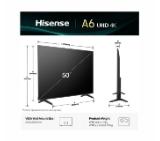 Hisense 50" A6Q, 4K Ultra HD 3840x2160, DLED, DFA, Precision Colour, HDR 10+, HLG, Dolby Vision,Light sensor, Smart TV, WiFi, BT, AnyView Cast, Gaming Mode, 1xHDMI2 eArc, 3xHDMI, 2xUSB, LAN, CI+, DVB-T2/C/S2, Black