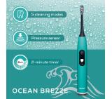 Beurer SC 50 ocean breeze Electric Sonic Toothbrush, up to 80,000 mov/min, 5 cleaning programs: Clean, Sensitive, Polish, Gum Care, Whiten, Pressure sensor , 2-min. timer, Incl. 2 toothbrush heads and magnetic charging plate, 22 days of battery life