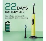 Beurer SC 50 splashy lemon Electric Sonic Toothbrush, up to 80,000 mov/min, 5 cleaning programs: Clean, Sensitive, Polish, Gum Care, Whiten, Pressure sensor , 2-min. timer, Incl. 2 toothbrush heads and magnetic charging plate, 22 days of battery life