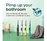 Beurer SC 50 splashy lemon Electric Sonic Toothbrush, up to 80,000 mov/min, 5 cleaning programs: Clean, Sensitive, Polish, Gum Care, Whiten, Pressure sensor , 2-min. timer, Incl. 2 toothbrush heads and magnetic charging plate, 22 days of battery life
