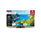 Thomson Smart UHD TV 43"; Google TV; 3840 x 2160 (4K UHD), 4000:1, DLED, 60 Hz, DVB-T/T2/C/S/S2, HDR10, Wi-Fi, Bluetooth, LAN, HDMI 2 (2.0) + 2 (2.1), USB 2 (2.0) + 1 (3.0),Central Swivel Stand, Black