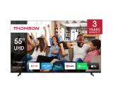 Thomson Smart UHD TV 55"; Google TV; 3840 x 2160 (4K UHD), 5000:1, DLED, 60 Hz, DVB-T/T2/C/S/S2, HDR10, Wi-Fi, Bluetooth, LAN, HDMI 2 (2.0) + 2 (2.1), USB 2 (2.0) + 1 (3.0), Side Feet, Black