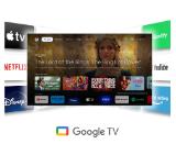 Thomson Smart UHD TV 55"; Google TV; 3840 x 2160 (4K UHD), 5000:1, DLED, 60 Hz, DVB-T/T2/C/S/S2, HDR10, Wi-Fi, Bluetooth, LAN, HDMI 2 (2.0) + 2 (2.1), USB 2 (2.0) + 1 (3.0), Side Feet, Black