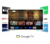 Thomson Smart UHD TV 55"; Google TV; 3840 x 2160 (4K UHD), 4000:1, DLED, 60 Hz, DVB-T/T2/C/S/S2, HDR10, Wi-Fi, Bluetooth, LAN, HDMI 2 (2.0) + 2 (2.1), USB 2 (2.0) + 1 (3.0),Central Swivel Stand, Black