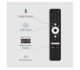 Thomson Smart UHD TV 65"; Google TV; 3840 x 2160 (4K UHD), 4000:1, DLED, 60 Hz, DVB-T/T2/C/S/S2, HDR10, Wi-Fi, Bluetooth, LAN, HDMI 2 (2.0) + 2 (2.1), USB 2 (2.0) + 1 (3.0),Central Swivel Stand, Black