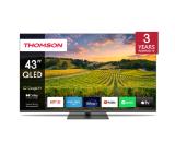 Thomson Smart QLED TV 43"; Google TV; 3840 x 2160 (4K UHD), 4000:1, QLED, 60 Hz, DVB-T/T2/C/S/S2, HDR10, Hotel mode, Wi-Fi, Bluetooth, LAN, HDMI 2 (2.0) + 2 (2.1), USB 2 (2.0) + 1 (3.0), Central Swivel Stand, Dark gray
