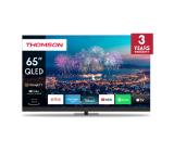 Thomson Smart QLED Plus TV 65"; Google TV; 3840 x 2160 (4K UHD), QLED, 4000:1, 60 Hz, DVB-T/T2/C/S/S2, HDR10, Wi-Fi, Bluetooth, LAN, HDMI 2 (2.0) + 2 (2.1), USB 2 (2.0) + 1 (3.0),Built-in Front Speakers, Central Swivel Stand, Black