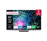 Thomson Smart MiniLED TV 55"; Google TV; 3840 x 2160 (4K UHD), 1500000:1, LED, 144 Hz, DVB-T/T2/C/S/S2, HDR10, Wi-Fi, Bluetooth, LAN, HDMI 4 (2.1), USB 2 (2.0) + 1 (3.0), Central Stand, Black