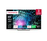 Thomson Smart MiniLED TV 65"; Google TV; 3840 x 2160 (4K UHD), 1500000:1, LED, 144 Hz, DVB-T/T2/C/S/S2, HDR10, Wi-Fi, Bluetooth, LAN, HDMI 4 (2.1), USB 2 (2.0) + 1 (3.0), Central Stand, Black