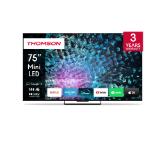 Thomson Smart MiniLED TV 75"; Google TV; 3840 x 2160 (4K UHD), 1500000:1, LED, 144 Hz, DVB-T/T2/C/S/S2, HDR10, Wi-Fi, Bluetooth, LAN, HDMI 4 (2.1), USB 2 (2.0) + 1 (3.0), Central Stand, Black