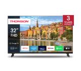 Thomson Smart FHD TV 32"; Google TV; 1920 x 1080 (FHD), DLED, 60 Hz, DVB-T/T2/C/S/S2, Wi-Fi, Bluetooth, LAN, HDMI 3 (1.4), USB 2 (2.0), 12 Volt adapter included, Side Feet, Black