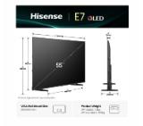 Hisense 55" E7Q, 4K Ultra HD 3840x2160, QLED, Quantum Dot, HDR 10+, HLG, Dolby Vision, DTS Virtual X, Smart TV, WiFi, Light Sensor, BT, Anyview Cast, 3xHDMI, 2xUSB, LAN, CI+, DVB-T2/C/S2, Black