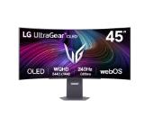 LG 45GX90SA-B, 44.5", OLED UltraGear 21:9 Curved Smart, 0.03 ms, WQHD (3440x1440), 240Hz, HDR 400, 1500000:1, 250 cd/m2, DCI-P3 98.5%, VRR, Free-sync, G-Sync, USB-C, PD 65W, HDMI, DP, PBP, Speakers 7W x2, Bluetooth, LG Switch, Height, Swivel, Tilt, Black