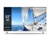 Thomson 32" HD Google TV; 1366 x 768 (HD), DLED, 60 Hz, HDR10, Dolby Audio, Google Cast, DVB-T/T2/C/S/S2, Wi-Fi, Bluetooth, LAN, HDMI 3 (1.4), USB 2 (2.0), AV IN, Hotel mode, Adjustable Side Feet, White