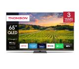 Thomson 65" QLED Google TV; 3840 x 2160 (4K UHD), 4000:1, QLED, 60 Hz, DVB-T/T2/C/S/S2, HDR10, Wi-Fi, Bluetooth, LAN, HDMI 2 (2.0) + 2 (2.1), USB 2 (2.0) + 1 (3.0),Central Swivel Stand, Dark gray