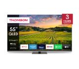 Thomson 55" QLED Google TV; 3840 x 2160 (4K UHD), 4000:1, QLED, 60 Hz, DVB-T/T2/C/S/S2, HDR10, Wi-Fi, Bluetooth, LAN, HDMI 2 (2.0) + 2 (2.1), USB 2 (2.0) + 1 (3.0),Central Swivel Stand, Dark gray