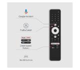 Thomson 43" UHD Google TV; 3840 x 2160 (4K UHD), 5000:1, DLED, 60 Hz, Dolby Audio, Google Cast, DVB-T/T2/C/S/S2, HDR10,  Wi-Fi, Bluetooth, LAN, HDMI 2 (2.0) + 2 (2.1), USB 2 (2.0) + 1 (3.0), AV IN, Side Feet, Black