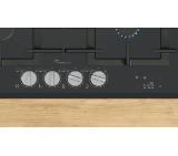 Bosch PRP6A6H40, SER8, Gas hob, 4 zones, 9 power levels, FlameSelect new, Smart Hood Automatic, Touch control, Easy cleaning, illuminated metal knobs, display, black, Front-bevel, HC, 60cm