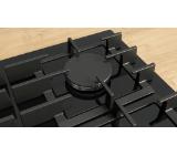 Bosch PRP6A6H40, SER8, Gas hob, 4 zones, 9 power levels, FlameSelect new, Smart Hood Automatic, Touch control, Easy cleaning, illuminated metal knobs, display, black, Front-bevel, HC, 60cm
