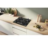 Bosch PPH6A6I10, SER6, Gas hob, 4 zones, Wok burner, 9 power levels, FlameSelect new, Easy cleaning, metal knobs, black, flush, 60cm