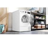 Bosch WQG14501BY, SER6, Tumble dryer with heat pump 9kg D / B cond., 63dB, SelfCleaning condenser, drain set, black-blackgrey door, silver-black soft dial