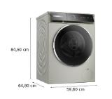 Bosch WGB2560X1, SER8, Washing machine 10kg, A, 1600rpm, 48/72dB(A), Silver inox, 4D Wash, HC, Iron Assist, AntiStain Plus, LED Display, AquaStop, Interior light, waveDrum 70l, chrome-blackgrey door