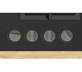 Bosch PNK6B6K40, SER4, Gas hob, 4 zones, Wok burner, 9 power levels, FlameSelect new, Easy cleaning, metal knobs, black, 60cm