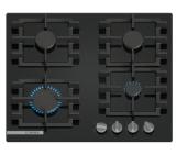 Bosch PNN6B6K40, SER4, Gas hob, 4 zones, 9 power levels, FlameSelect new, Easy cleaning, metal knobs, black, 60cm