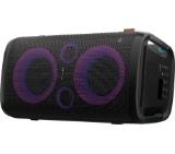 Hisense Party Rocker One Plus (HP110) Bluetooth Speaker with 300W Power, Built-in Woofer, Karaoke Mode, Built-in Wireless Charging Pad, AUX Input and Output, USB, 15 Hour Long-Lasting Battery 4 x 2500Ah, 2x mics included, Black