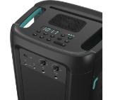Hisense Party Rocker One Plus (HP110) Bluetooth Speaker with 300W Power, Built-in Woofer, Karaoke Mode, Built-in Wireless Charging Pad, AUX Input and Output, USB, 15 Hour Long-Lasting Battery 4 x 2500Ah, 2x mics included, Black