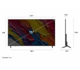 LG 75QNED82A3B, 75" 4K QNED HDR Smart TV, 3840x2160, DVB-T2/C/S2, ?7 AI Processor, HDR10 / HLG, webOS 25 ThinQ, VRR / ALLM / HGiG, 4K Upscaling, WiFi 5, Voice Controll, Bluetooth 5.1, AirPlay 2, LAN, CI, HDMI, SPDIF, Google Cast, 2 pole Stand