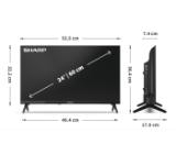 Sharp 24HA1205E, 24" LED HD 1366x768 Frameless, 100 000:1, DVB-T/T2/C/S/S2, Active Motion 100, Speaker 2x3W, Dolby Digital, CI+, 3xHDMI (ARC/CEC), 2xUSB, LAN, Video/Audio input (3 x RCA), Hotel Mode, E, 2 pole Stand