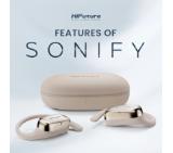 HiFuture Sonify Champagne Gold, Open Ear Comfort, Bluetooth 5.4, 4 Mics ENC Calling System, Playtime up to 20 Hours, IPX5 Waterproof, 15mm Driver Bass Boost