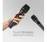 HiFuture MusicBox100 Black, 20W Output, Karaoke Enable, Two Wireless Microphone, 4000mAh Battery (Support Power Bank), RGB Lighting, Pair to Play (TWS Mode), Bluetooth 5.3