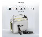 HiFuture MusicBox200 Silver, 100W Output, Karaoke Enable, Two Wireless Microphone, 12000mAh Battery (Support Power Bank), RGB Lighting, Pair to Play (TWS Mode), Bluetooth 5.3