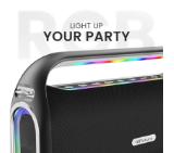 HiFuture MusicBox300 Black, 150W Output, Karaoke Enable, Two Wireless Microphone, 18000mAh Battery (Support Power Bank), RGB Lighting, Pair to Play (TWS Mode), Bluetooth 5.3