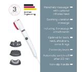 Beurer MG 44 infrared massager; Soothing vibration massage; Rotating massage head and 3-way adjustable handle; Infrared heat; 3 function levels; 4 interchangeable massage attachments