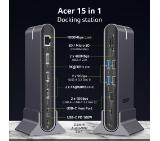 Acer Type C Universal docking station 15in1, 2 x HDMI 4K@60Hz, 1 x DP 8k@30Hz, 5 x USB A, 1 x USB C, 1 x RJ45, 1x SD /Micro SD, 1 x TF, 1 x Audio  3.5mm jack, Windows, ChromeOS, macOS, Gray