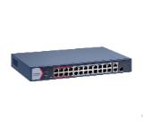 HikVision 24 Port Fast Ethernet Smart POE Switch, 24 x 10/100M PoE ports, 1 x Gigabit combo, 1 x Gigabit RJ45 port, Power Budget 230W, Up to 300 m Long Range PoE Transmission, 6 kV Surge Protection