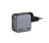 Verbatim Mini GaN Charger 65W with Display + 60W USB-C to USB-C Cable (Charger and Data transfer) Grey