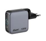Verbatim Mini GaN Charger 100W with Display + 100W USB-C to USB-C Cable (Charger and Data transfer) Grey