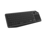 Natec Turbot 2 Keyboard, US, Wireless, BT, 2.4GHz, X-Scissors with Touchpad for Smart TV, Black-Gray