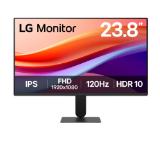 LG 24U41YA-B, 23,8" IPS, 1ms MBR, 5ms (GtG at Faster), 120Hz, 1500:1,  HDR 10 / sRGB 99%, Dynamic Action Sync, 250 cd/m2, Full HD 1920x1080, AMD FreeSync, VRR, Eye-care, LG Switch, Reader Mode, D-Sub, HDMI, Tilt, Black