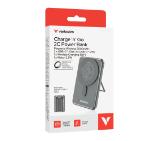 Verbatim Charge 'n' Go 2C Power Bank Magnetic Wireless 5000mAh with 2 USB-C Cables & Stand Grey