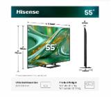 Hisense 55" E8S, 4K Ultra HD 3840x2160, ULED, Quantum Dot,144 Hz,HDR 10+, HLG, Dolby Vision, DTS Virtual X, Smart TV, WiFi, Light Sensor, BT, Anyview Cast, 4xHDMI, 2xUSB, LAN, CI+, DVB-T2/C/S2, Singale Stand, Black